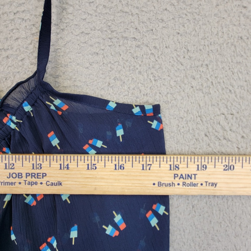 Y2K Hollister Cami Tank‎ Top Women's L Blue Sheer babydoll Novelty Print Shirt - Picture 3 of 14